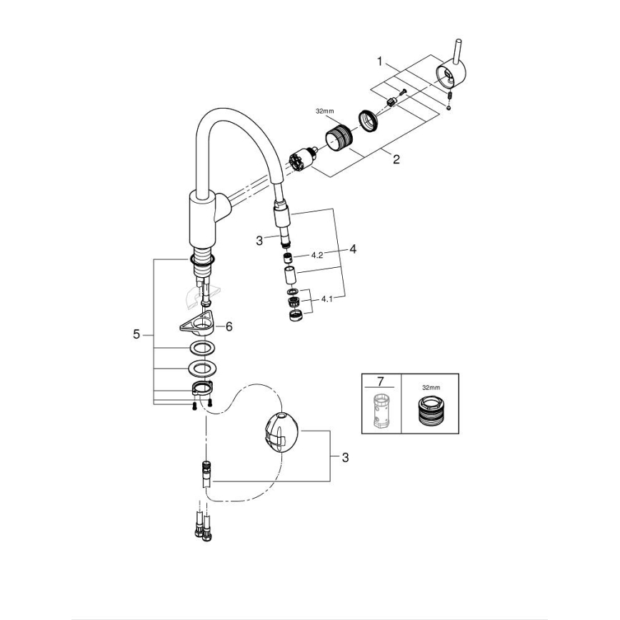 GROHE 32663003 - CONCETTO 360 mm sink mixer, polished chrome