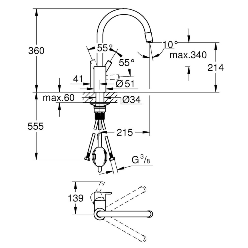 GROHE 32671002 - FEEL kitchen faucet, polished chrome