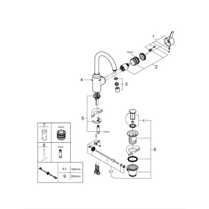 GROHE 32830001 - EUROSMART COSMOPOLITAN basin mixer size L chrome
