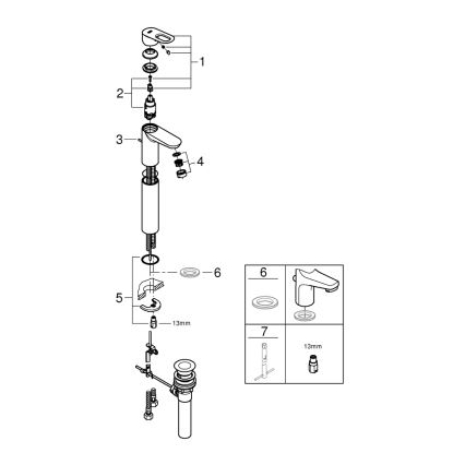 GROHE 32856000 - BAULOOP 12” Basin Mixer, Polished Chrome