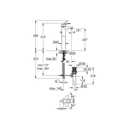 GROHE 32856000 - BAULOOP 12” Basin Mixer, Polished Chrome