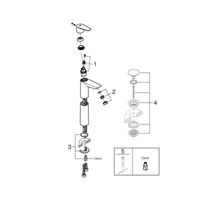 GROHE 32860001 - BAUEDGE 304 mm Basin Mixer, Polished Chrome