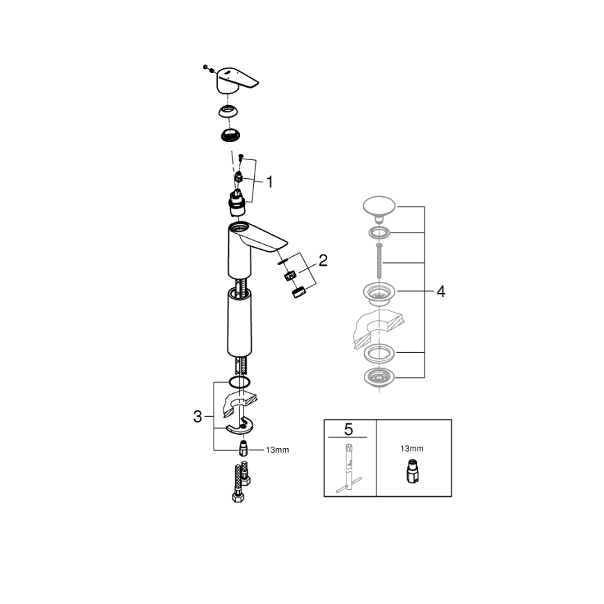GROHE 32860001 - BAUEDGE basin mixer 304 mm polished chrome