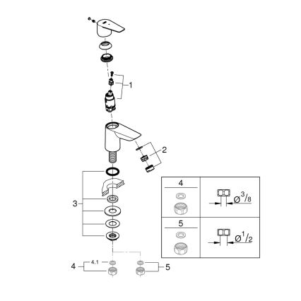 GROHE 32861001 - BAUEDGE 131 mm Deck-mounted Valve, Polished Chrome