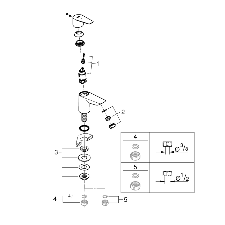 GROHE 32861001 - BAUEDGE 131 mm Deck-mounted Valve, Polished Chrome