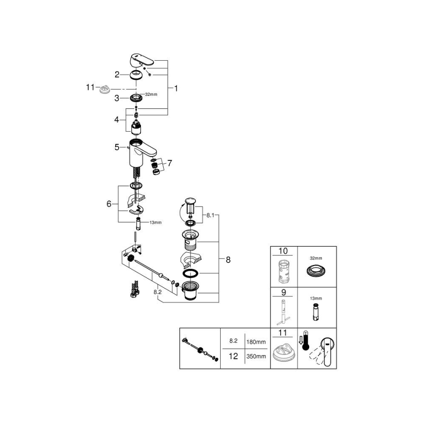 GROHE 32883000 - GET basin mixer Size S, polished chrome