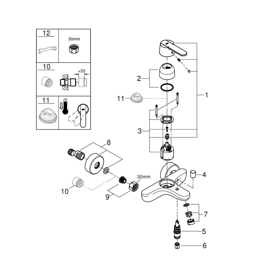 GROHE 32887000 - GET Bath Mixer DN 15 Polished Chrome