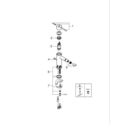 GROHE 32934001 - ESSENCE DN 15 Bidet Mixer, Polished Chrome