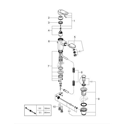 GROHE 33155002 - EUROPLUS Basin Mixer DN 15, Polished Chrome