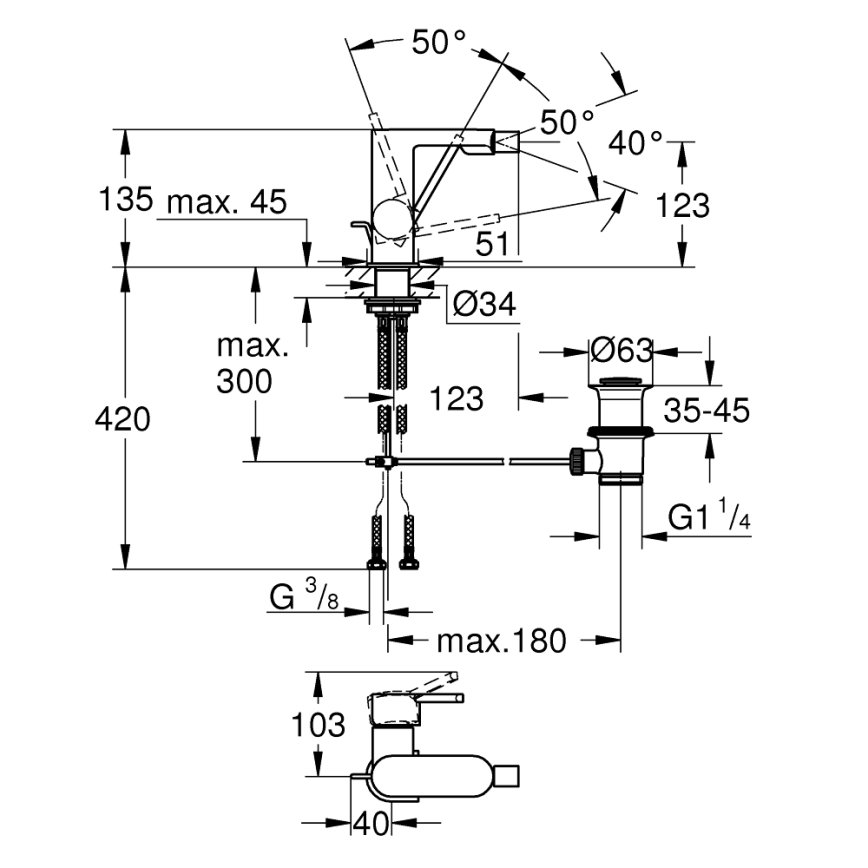 GROHE 33241003 - PLUS Bidet Mixer, Polished Chrome