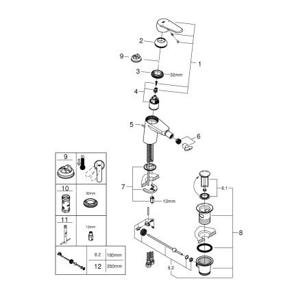 GROHE 33244002 - Bidet Mixer EURODISC COSMOPOLITAN DN 15 Polished Chrome