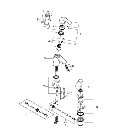 GROHE 33265002 - EUROSMART Basin Mixer DN 15, Size S, Polished Chrome