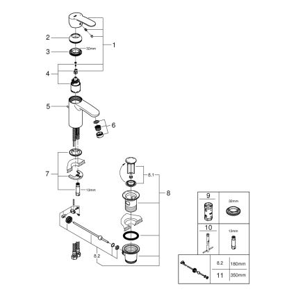 GROHE 3355220E - EUROSTYLE COSMOPOLITAN basin mixer, polished chrome