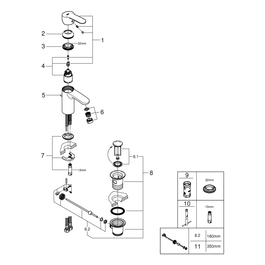 GROHE 3355220E - EUROSTYLE COSMOPOLITAN basin mixer, polished chrome