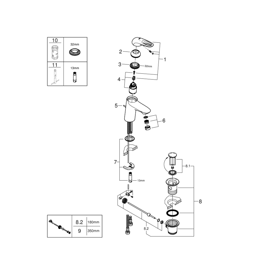 GROHE 33558LS3 - EUROSTYLE basin mixer Size S white