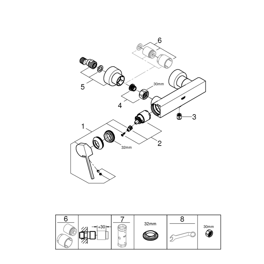 GROHE 33577003 - PLUS Shower Mixer DN 15, Polished Chrome