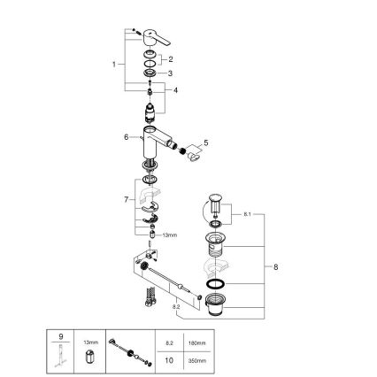 GROHE 33848AL1 - LINEARE Bidet Mixer Size S Graphite