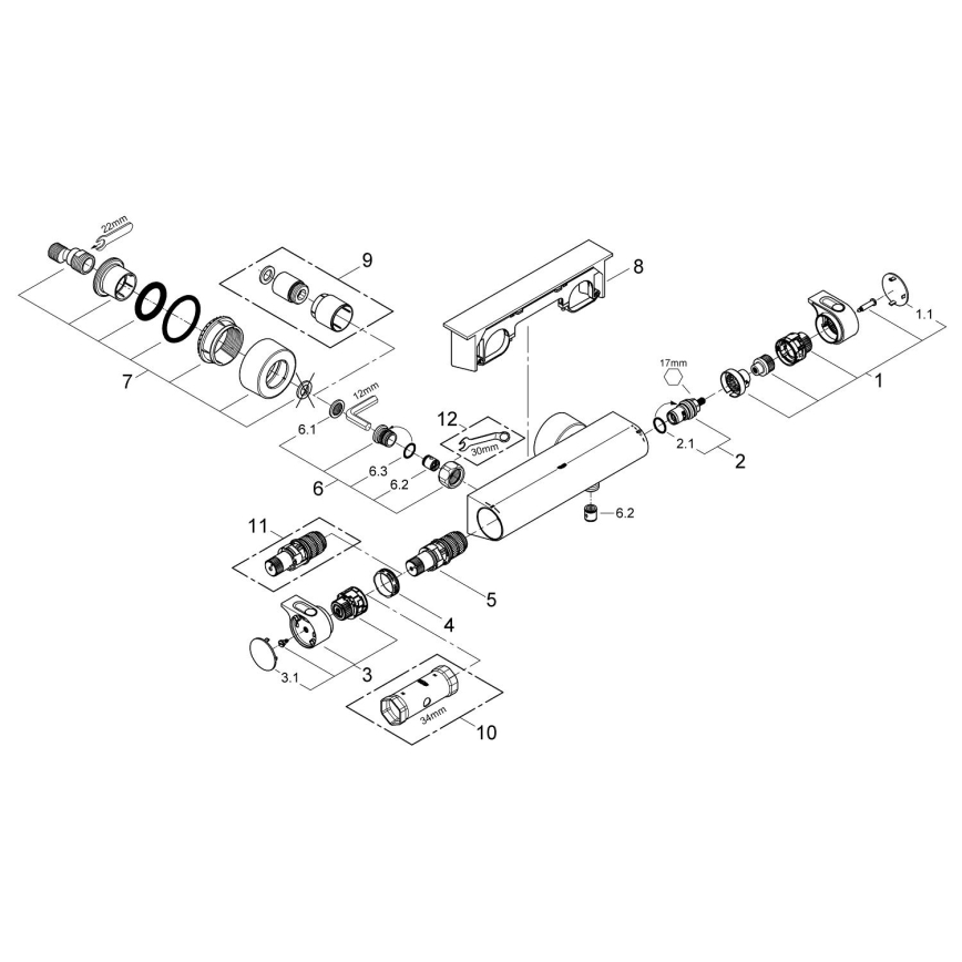 GROHE 34469001 - GROHTHERM 2000 Thermostatic Shower Mixer DN 15, Chrome
