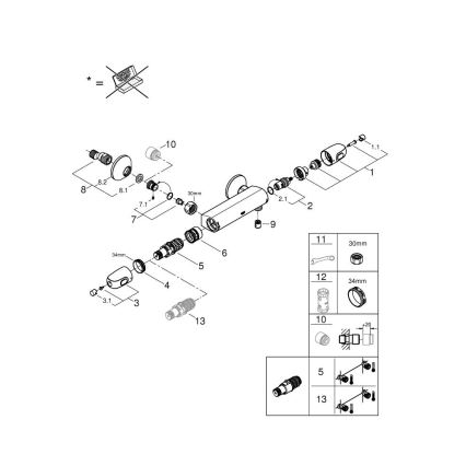 GROHE 34550000 - GROHTHERM 1000 Thermostatic Shower Mixer DN 15 Chrome