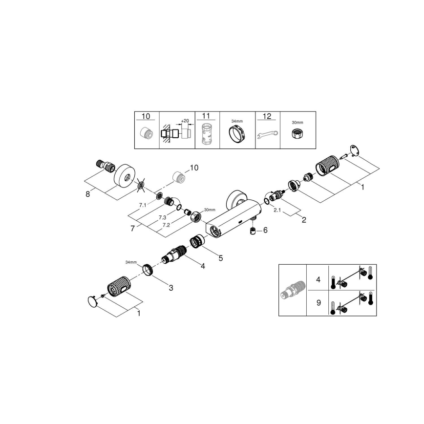 GROHE 34790000 - PRECISION FEEL Thermostatic Shower Mixer DN 15, Chrome