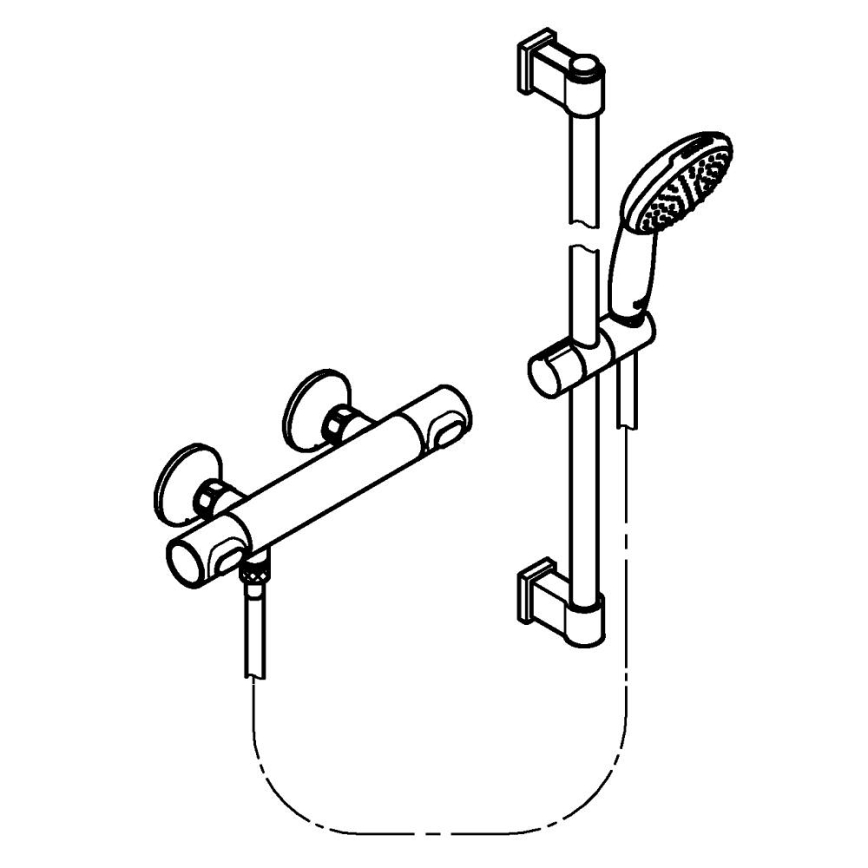 GROHE 34800001 - PRECISION FLOW 600 mm Thermostatic Shower Set, Polished Chrome
