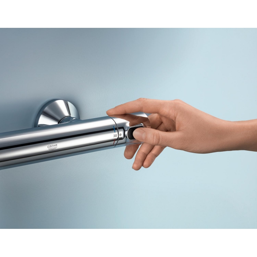 GROHE 34800001 - PRECISION FLOW 600 mm Thermostatic Shower Set, Polished Chrome