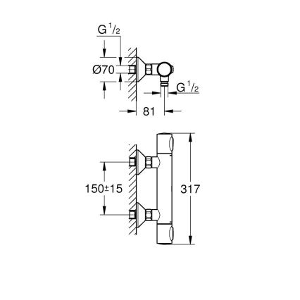 GROHE 34840000 - PRECISION Thermostatic shower mixer DN 15 polished chrome