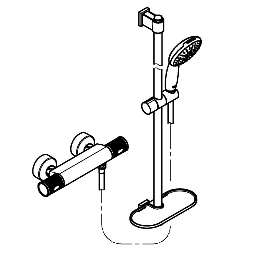 GROHE 34853001 - PRECISION FEEL Thermostatic Shower Mixer + 90 cm Shower Set, Chrome