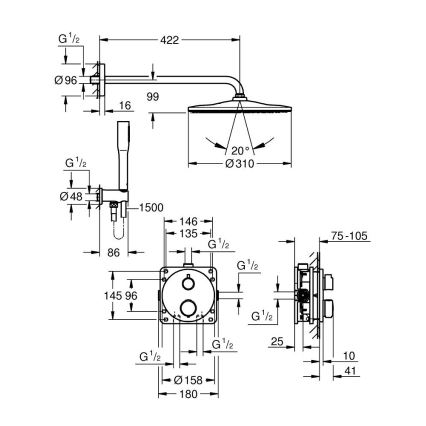 GROHE 34880000 - Shower set with concealed mixer GROHTHERM SMARTCONTROL polished chrome