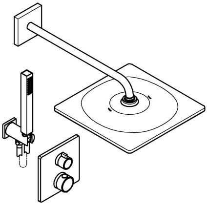 GROHE 34881000 - PRECISION 310 × 310 mm Concealed Shower System, Polished Chrome