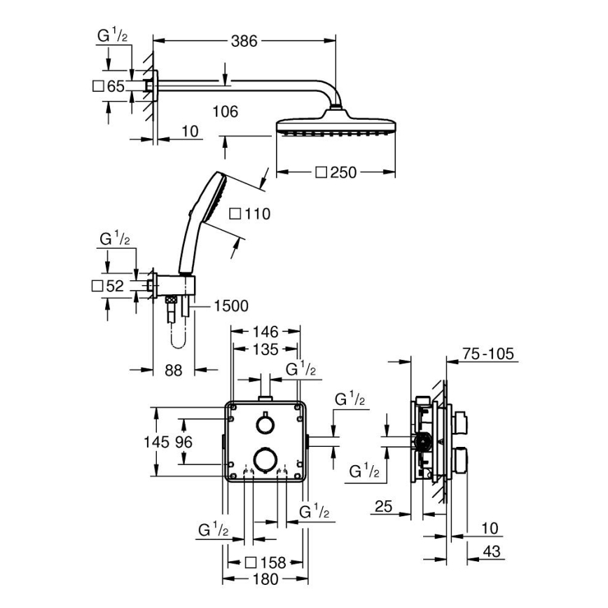 GROHE 34882000 - Shower system PRECISION VITALIO COMFORT 250 polished chrome