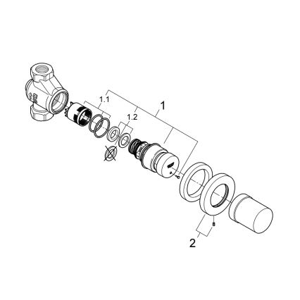 GROHE 36268000-Self-closing in-line valve EUROECO COSMOPOLITAN T DN 15 Chrome