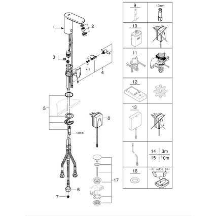 GROHE 36324001 - Infrared electronic basin mixer EUROSMART COSMOPOLITAN E Chrome