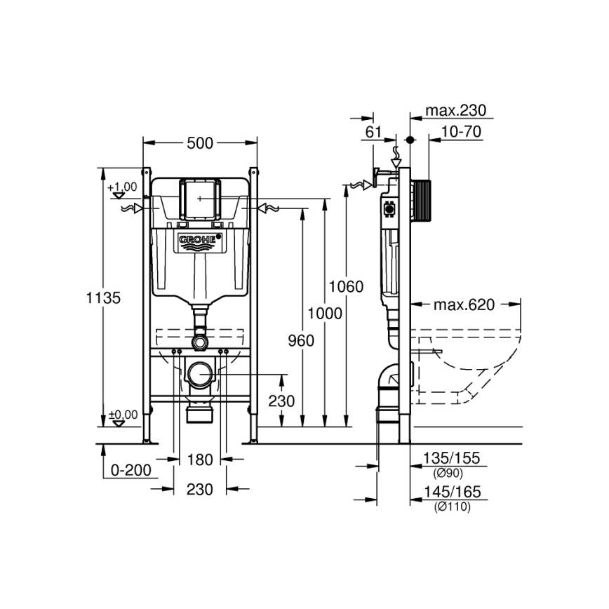 GROHE 36497000 - SOLIDO WC module 1.13 m white