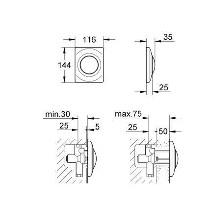 GROHE 37018SH0 - SURF control button 116 × 144 mm white