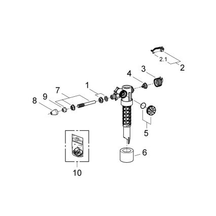 GROHE 37092000 - 38” Fill Valve, Polished Chrome