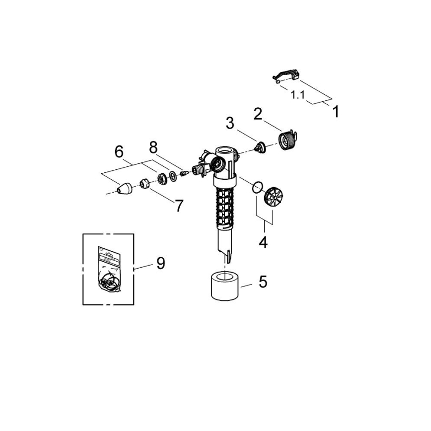 GROHE 37095000 - 38” Fill Valve, Polished Chrome