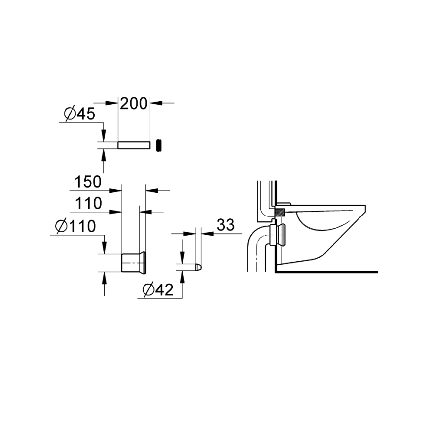 GROHE 37104K00 - Toilet Supply and Drain Kit, Black