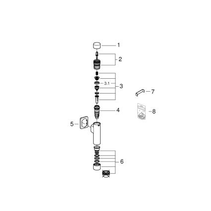 GROHE 37349000 - RONDO A.S. 3” Pressure Flush Valve, Polished Chrome