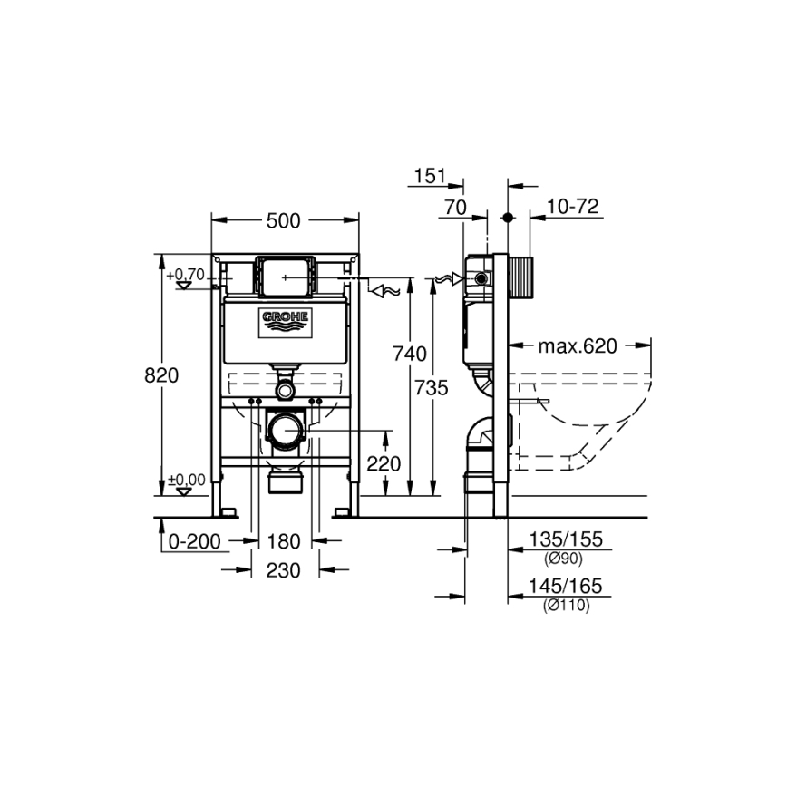GROHE 38526000 - RAPID SL WC Module 0.82 m White