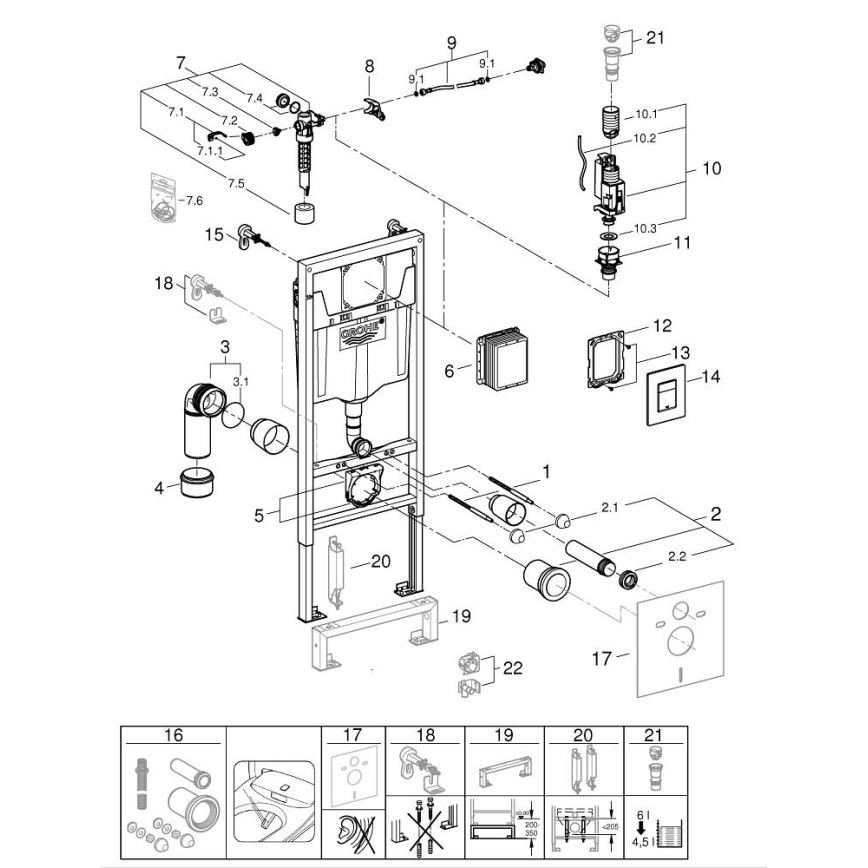 GROHE 388112430 - 3-in-1 WC set SOLIDO 1.13 m matte chrome