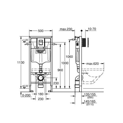 GROHE 38811KF0 - SOLIDO 3-in-1 Toilet Set, 1.13 m, Black