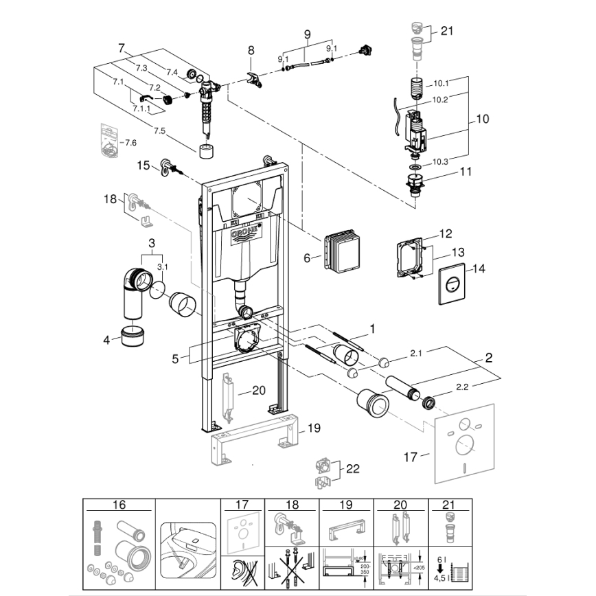 GROHE 38860000 - RAPID SL 3-in-1 set, 1.13 m