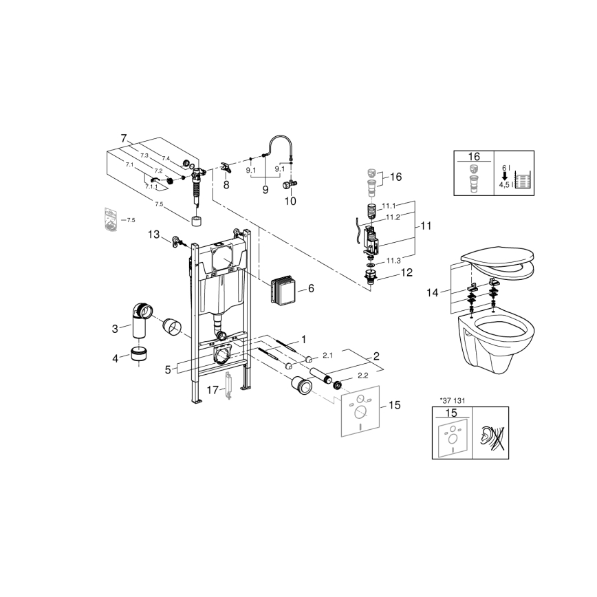 GROHE 39116000 - 4-in-1 set with SOLIDO COMPACT ceramic, 1.13 m