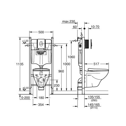 GROHE 39116000 - 4-in-1 set with SOLIDO COMPACT ceramic, 1.13 m