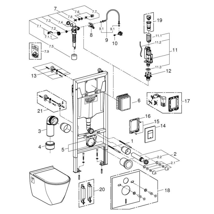 GROHE 39186000 - SOLIDO pre-wall installation set 1.13 m, white