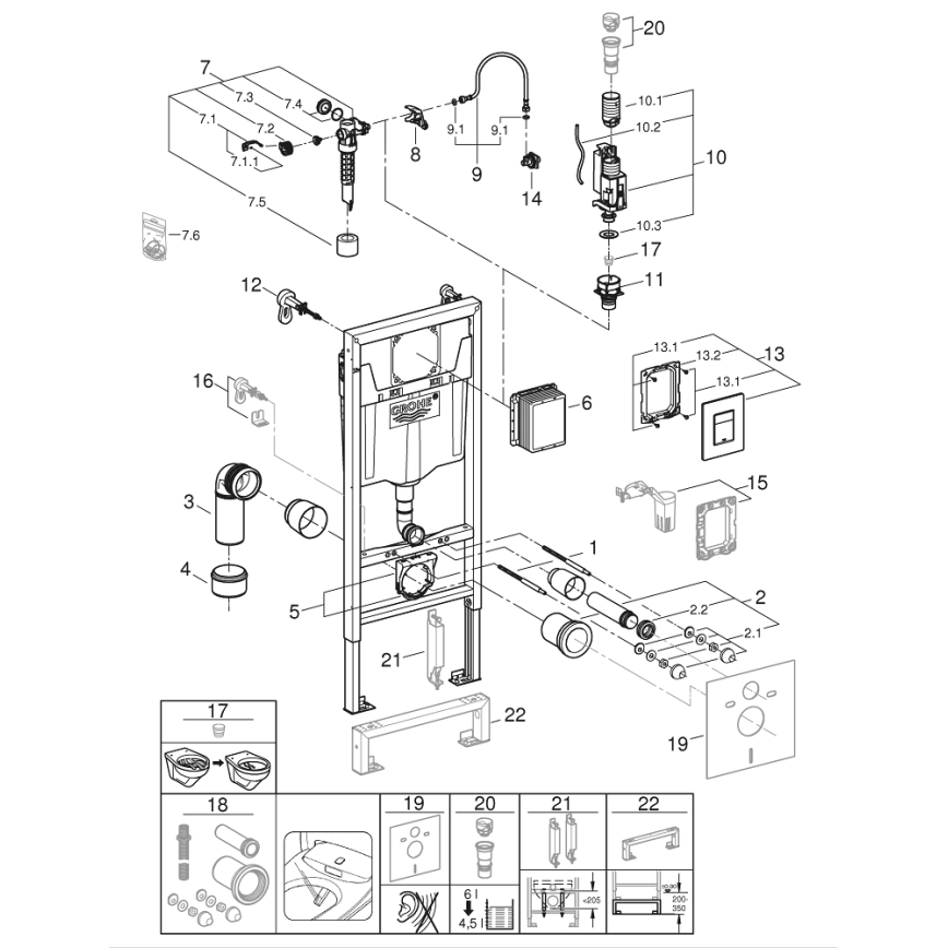 GROHE 39186000 - SOLIDO pre-wall installation set 1.13 m, white