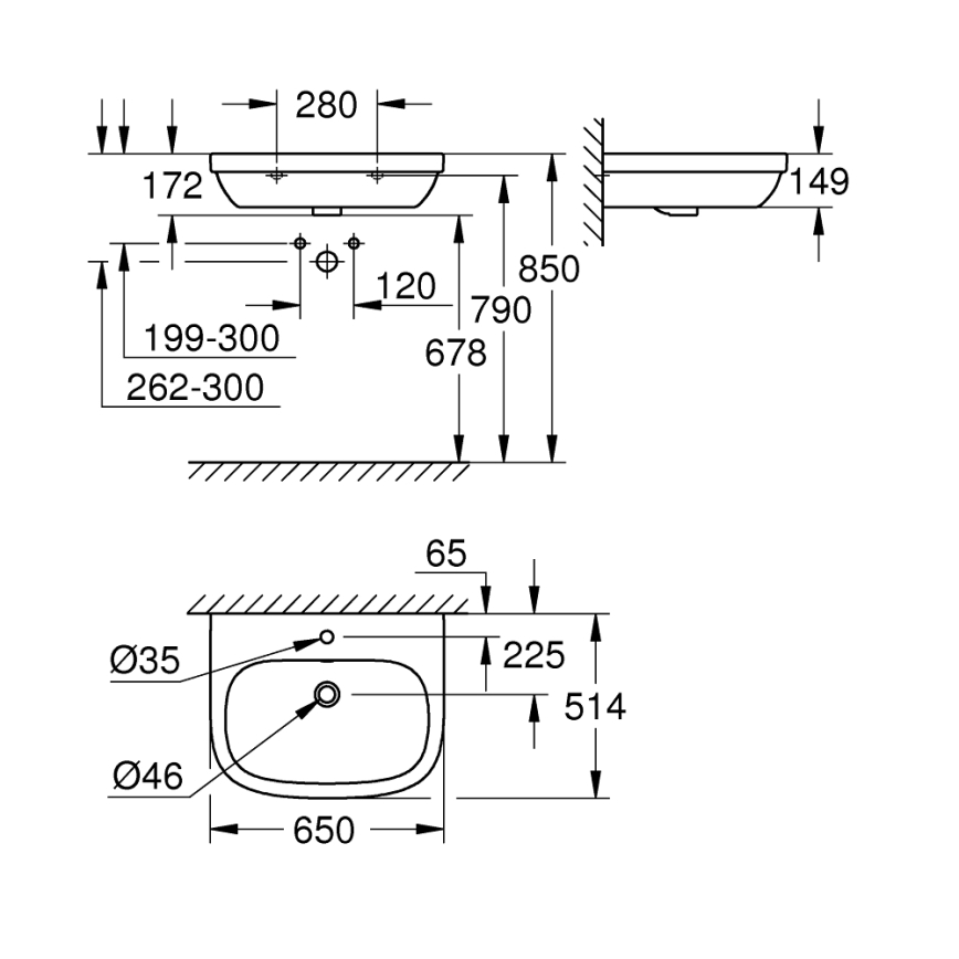 GROHE 39323000 - EURO CERAMIC Washbasin 650 × 514 mm ceramic/white