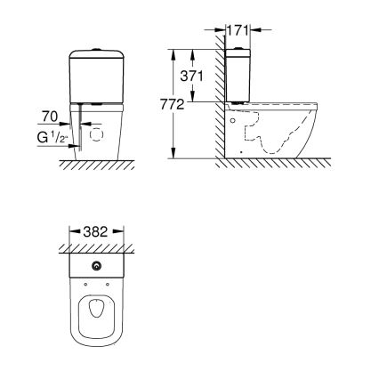 GROHE 39332000 - EURO CERAMIC Flush Cistern 385 × 170 × 370 mm, Ceramic/White