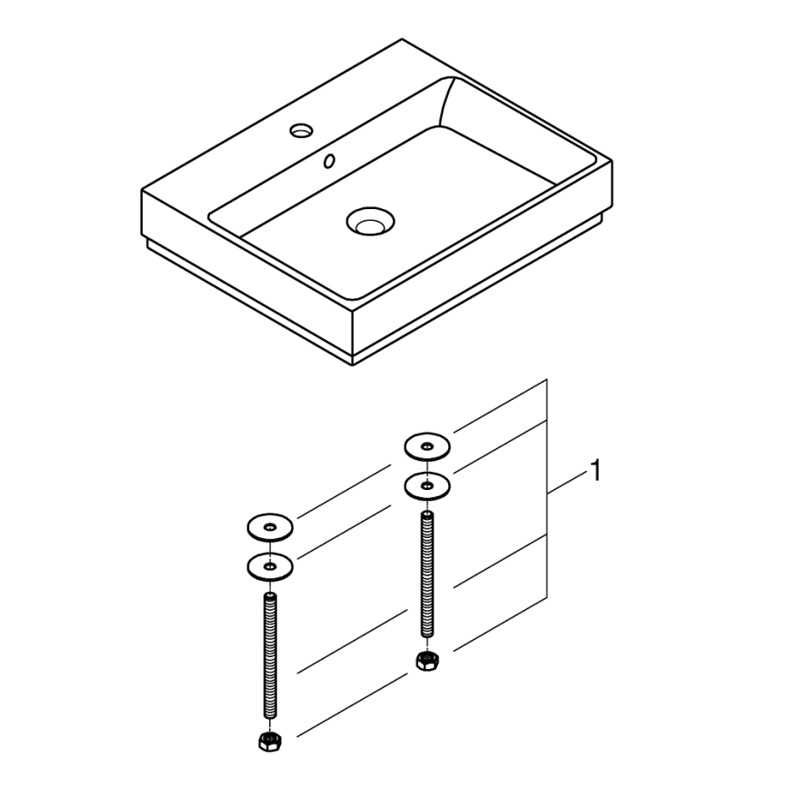 GROHE 3947700H - CUBE CERAMIC Washbasin 600 × 490 mm, ceramic/white